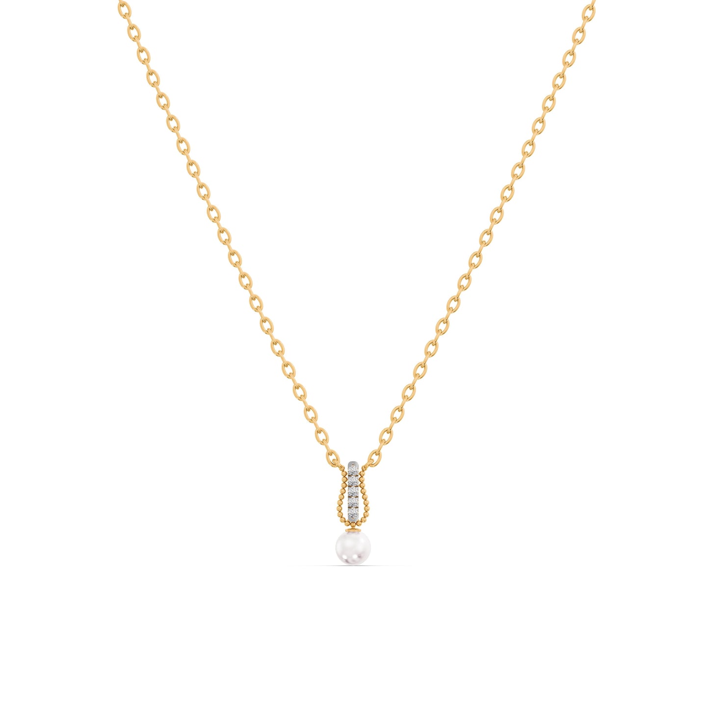 Pearl Drop 9KT Gold Laboratory Grown Diamond Necklace