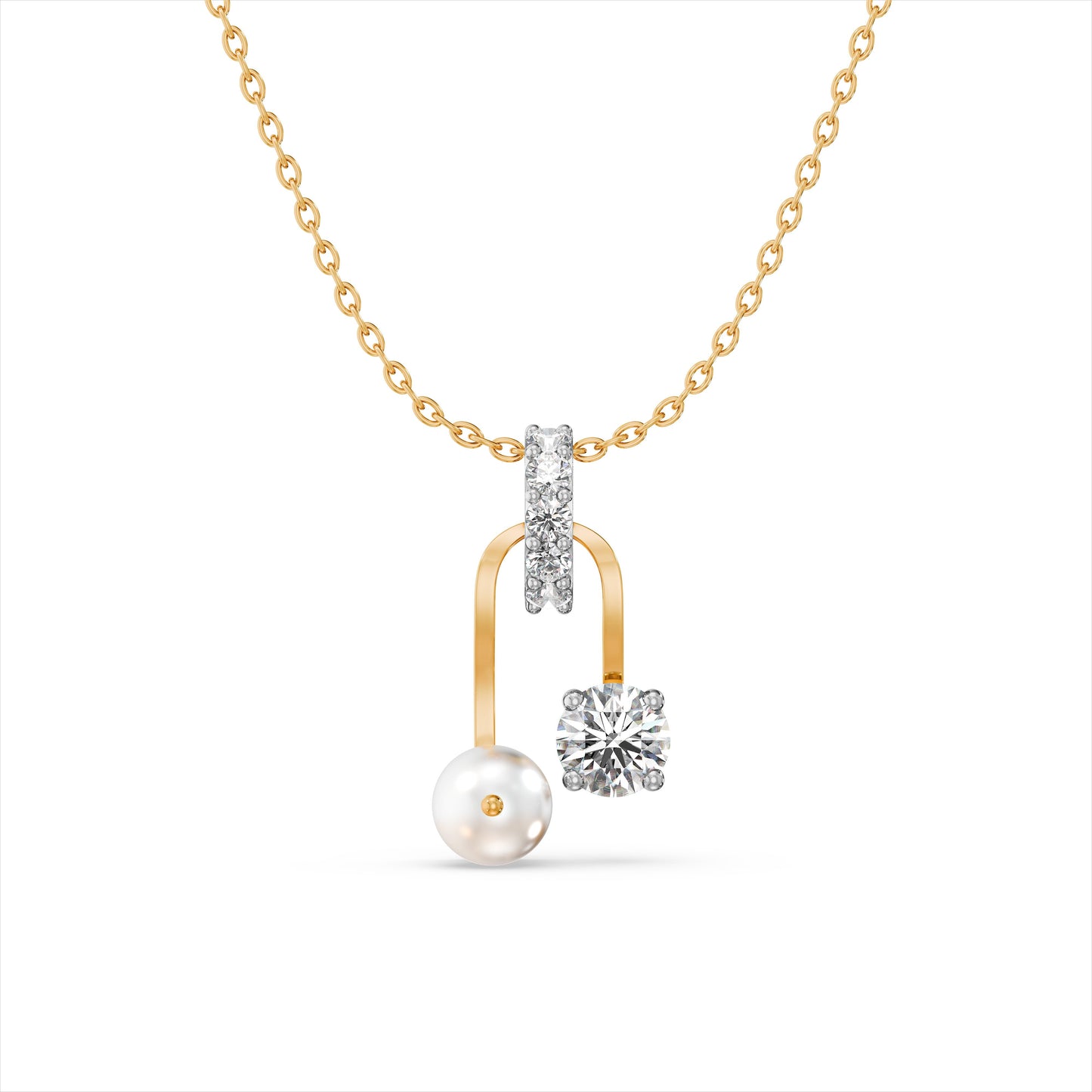 You Pearl Drop 9KT Gold Laboratory Grown Diamond Necklace