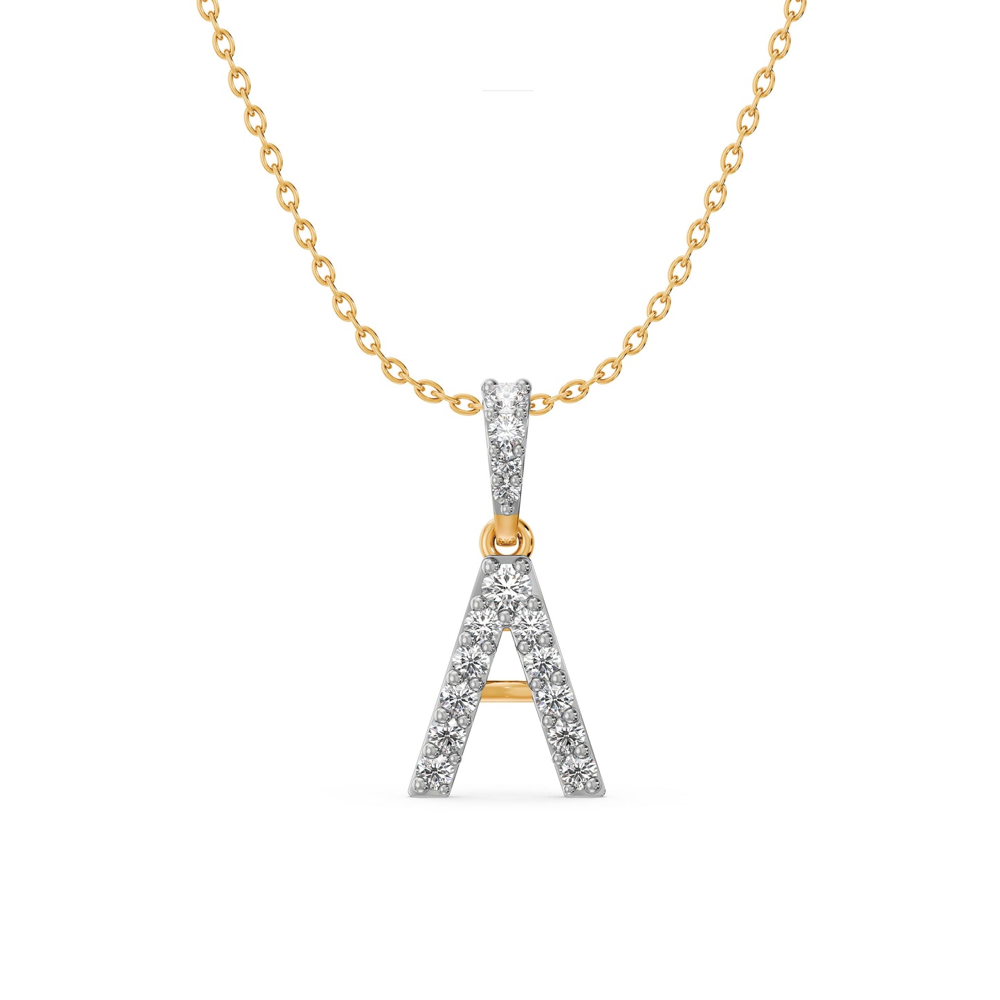 Sparkling Initial 9KT Gold Laboratory Grown Diamond Necklace
