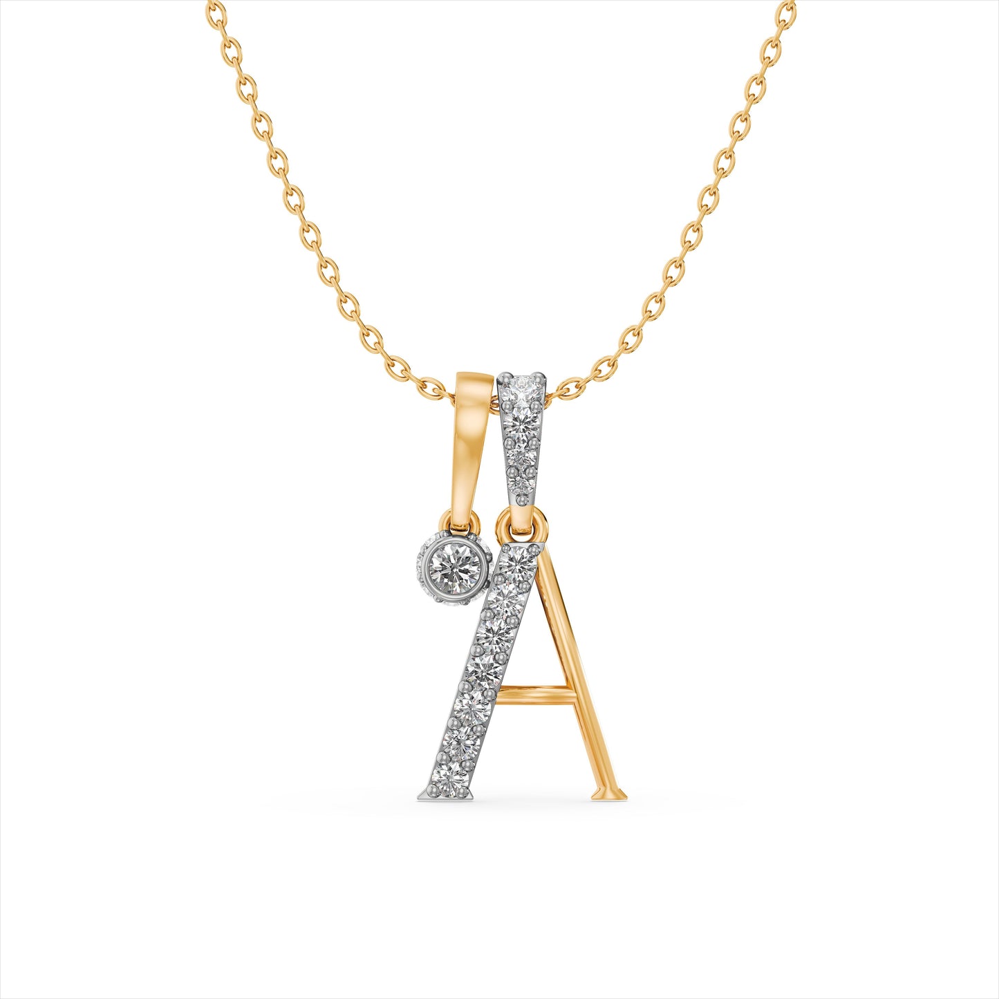 Gleaming Initial 9KT Gold Laboratory Grown Diamond Necklace