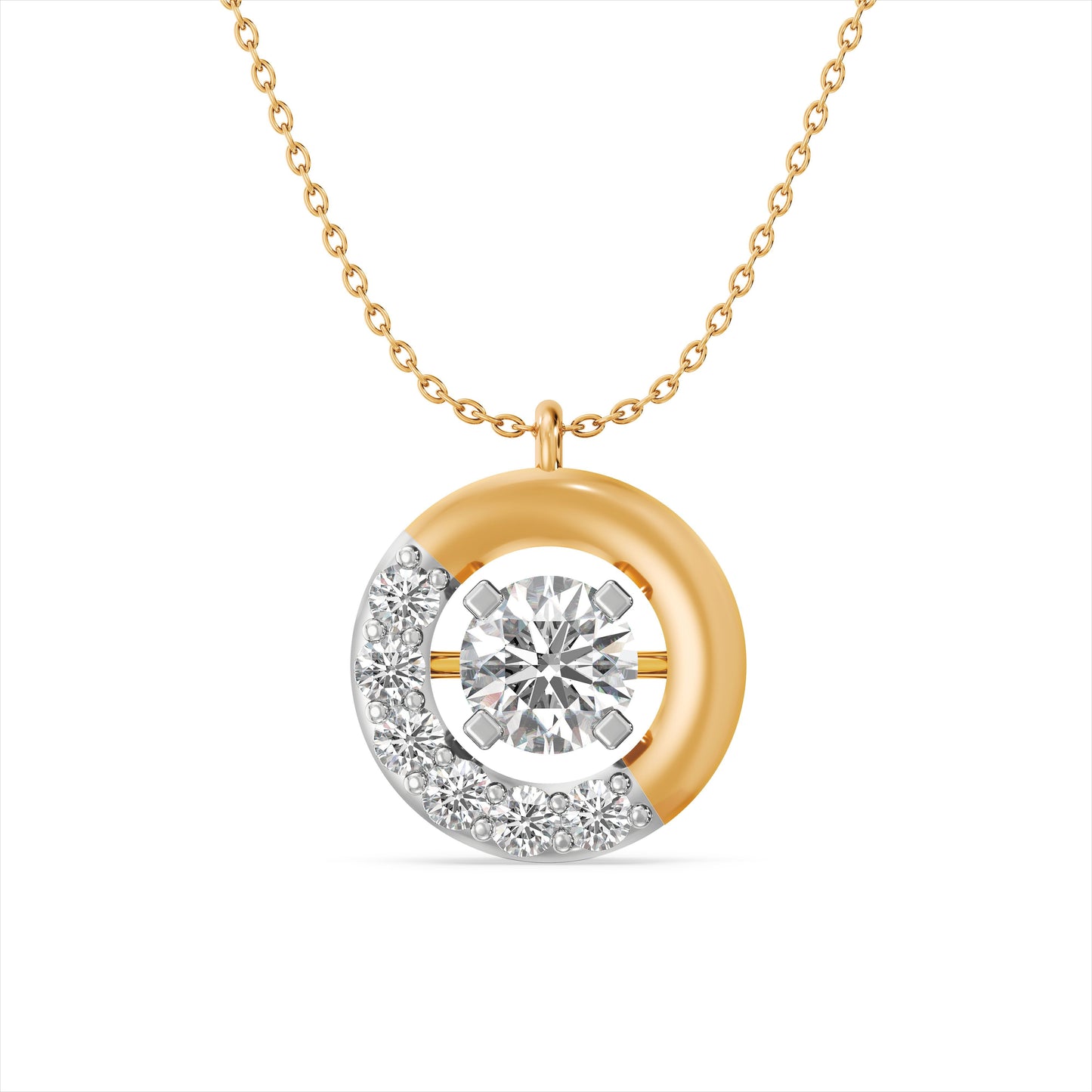 Striking Hoop 9KT Gold Laboratory Grown Diamond Necklace