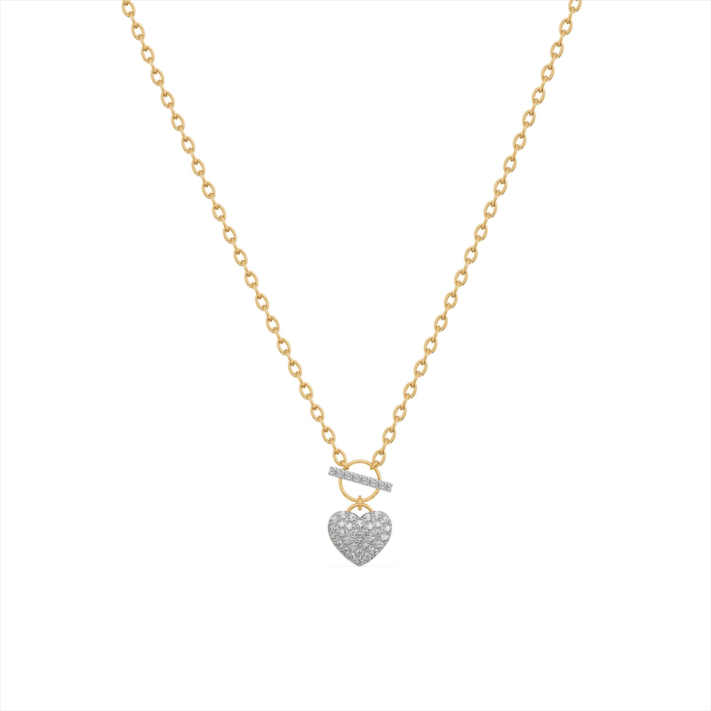Cluster Heart 9KT Gold Laboratory Grown Diamond Necklace