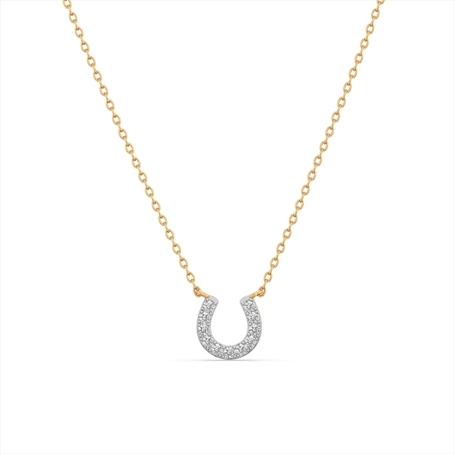 Glittery U 9KT Gold Laboratory Grown Diamond Necklace