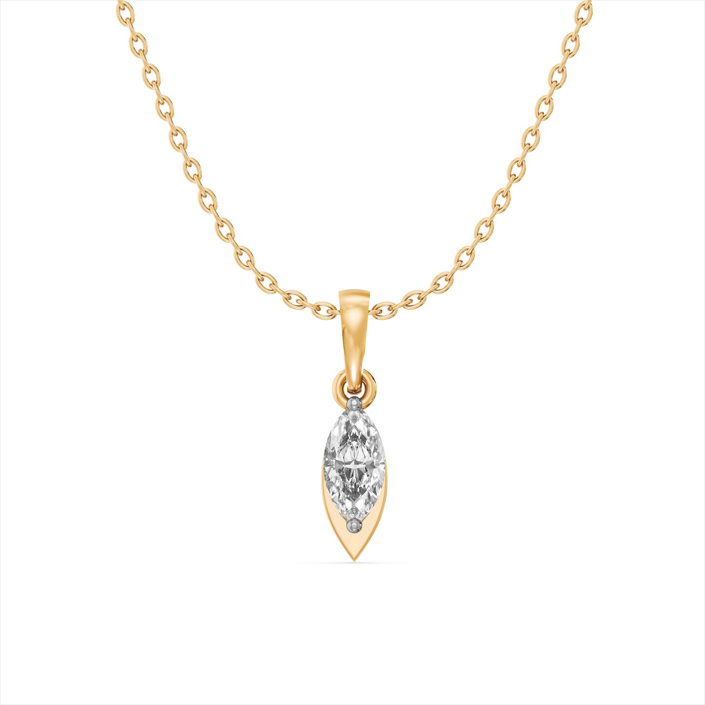 Sleek Marquise 9KT Gold Laboratory Grown Diamond Necklace