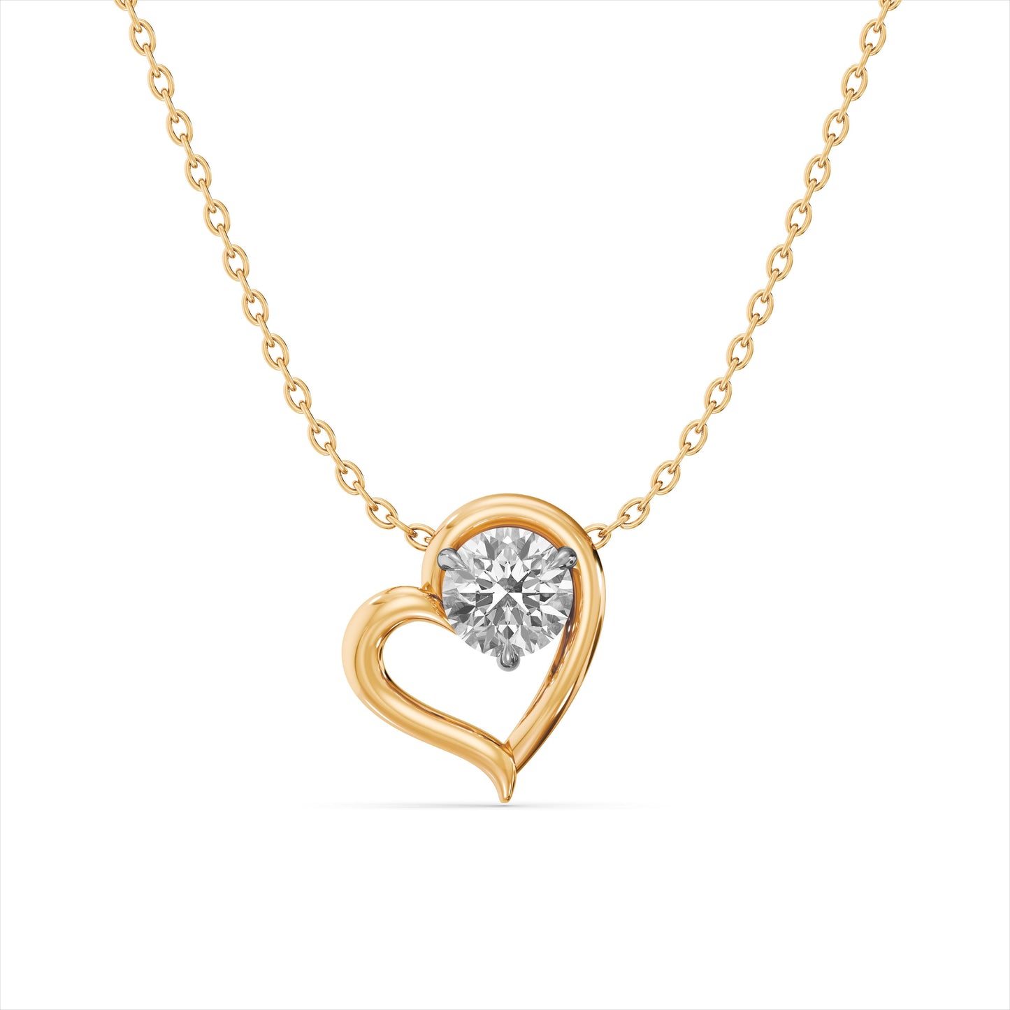 Cute Heart 9KT Gold Laboratory Grown Diamond Necklace