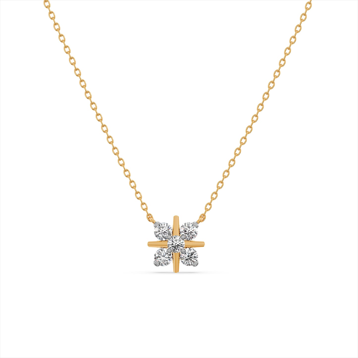 Snowflake 9KT Gold Laboratory Grown Diamond Necklace