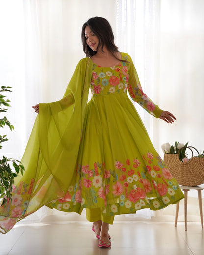 Lehenga Mart Designer Anarkali Suit With Kurta Pant Dupatta For Women-Liril