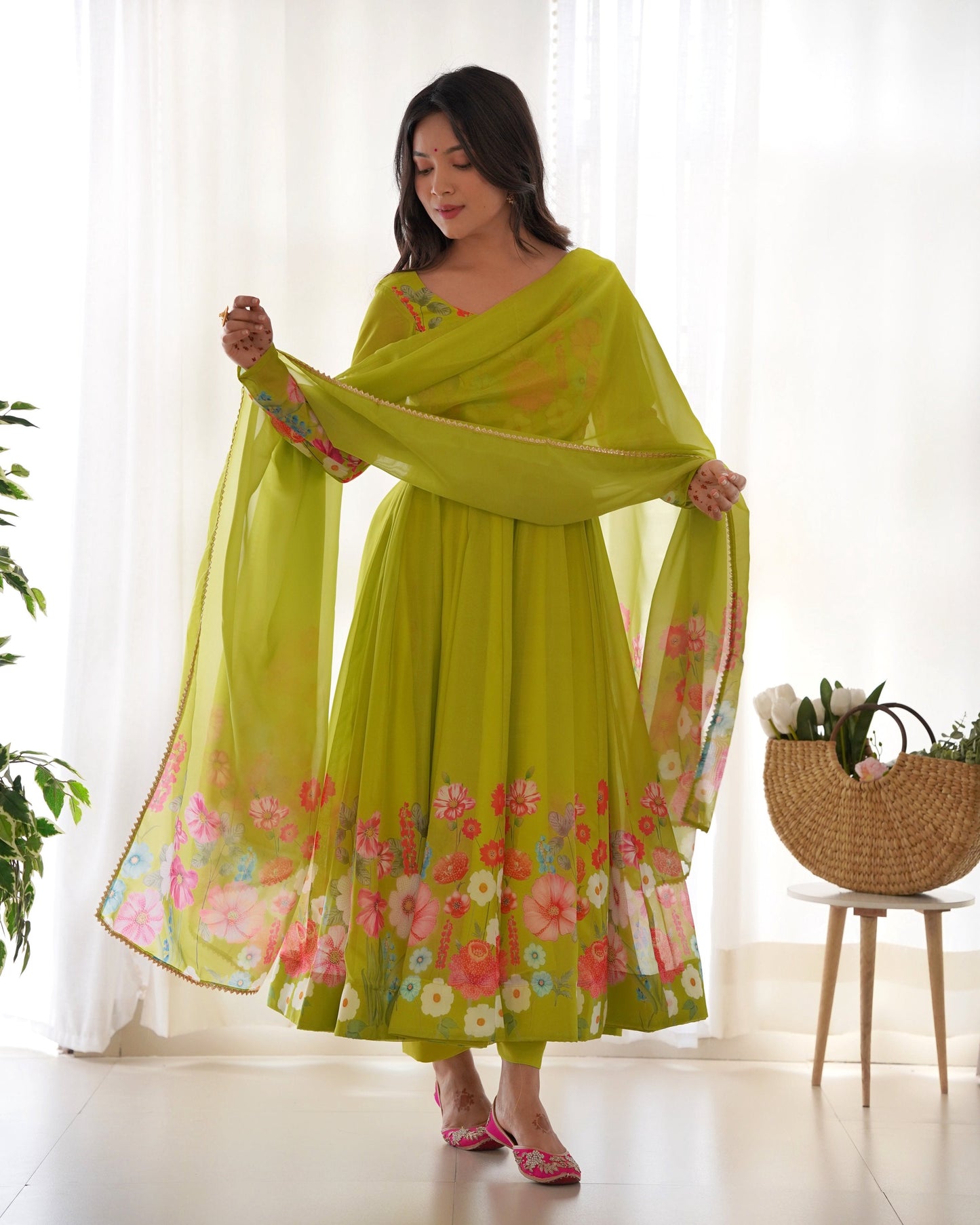 Lehenga Mart Designer Anarkali Suit With Kurta Pant Dupatta For Women-Liril