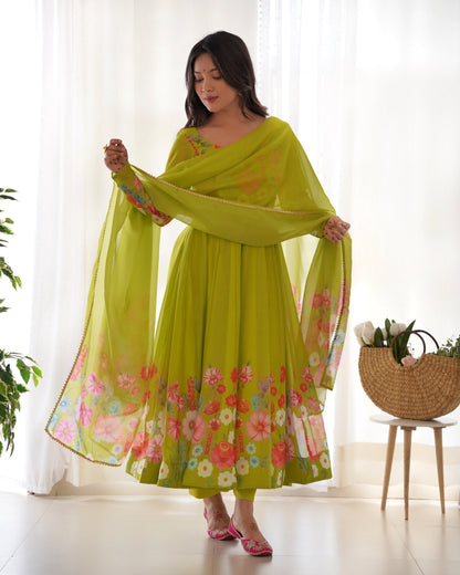 Lehenga Mart Designer Anarkali Suit With Kurta Pant Dupatta For Women-Liril