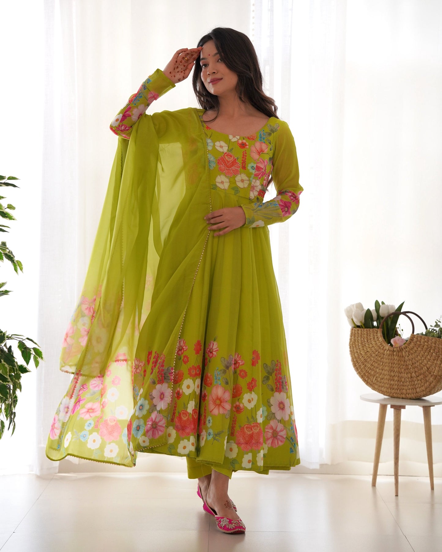 Lehenga Mart Designer Anarkali Suit With Kurta Pant Dupatta For Women-Liril