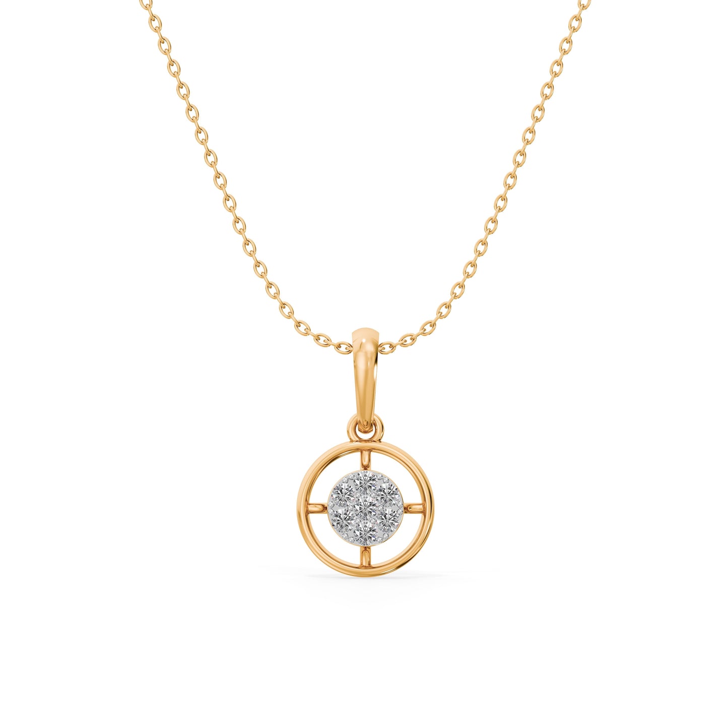 Twilight Swing Circle 9KT Gold Laboratory Grown Diamond Necklace
