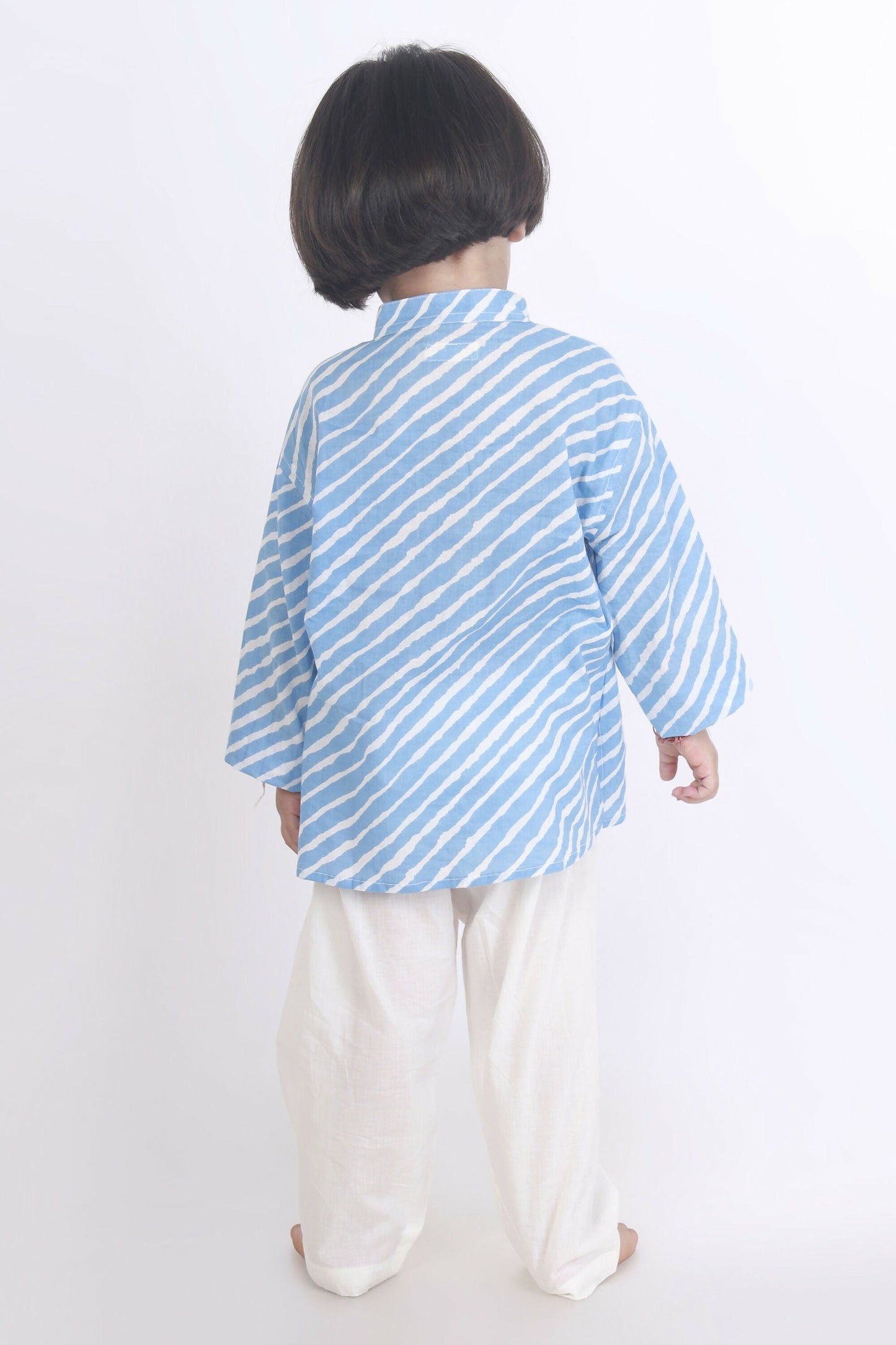 Breathables Kids Cotton Night Suit  Blue Striped Kurta & Pyjama Co-Ord Set For Boys & Girls