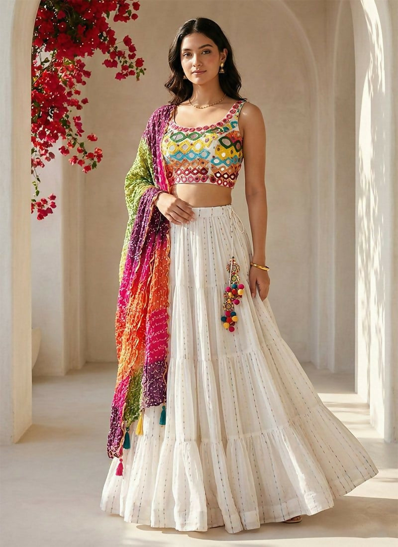 Lehenga Mart White Georgette Designer Bollywood Style Wedding Wear Lehenga Choli