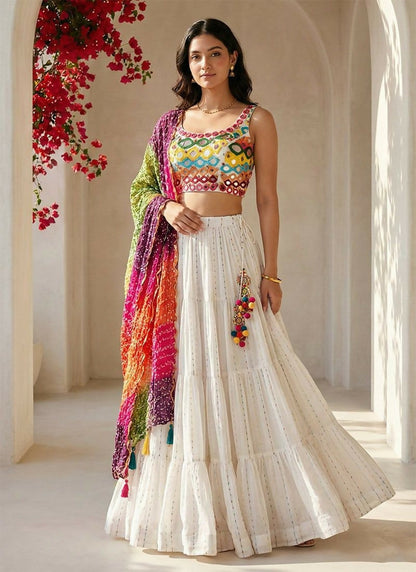 Lehenga Mart White Georgette Designer Bollywood Style Wedding Wear Lehenga Choli