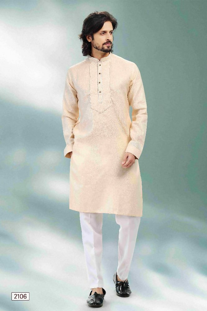Raivat Ethnic Linen Cotton Pintux Work Kurta Pajama In Beige Colour