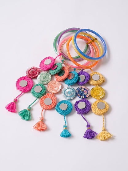 NVR Set of 2 Bangle Style Handcrafted Bhaiya Bhabhi Rakhi with Roli Chawal Chandan Mishri