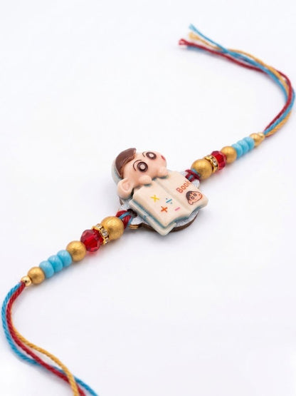 NVR Kids Shinchan Character Artificial Beads Thread Rakhi with Roli Chawal Chandan Mishri