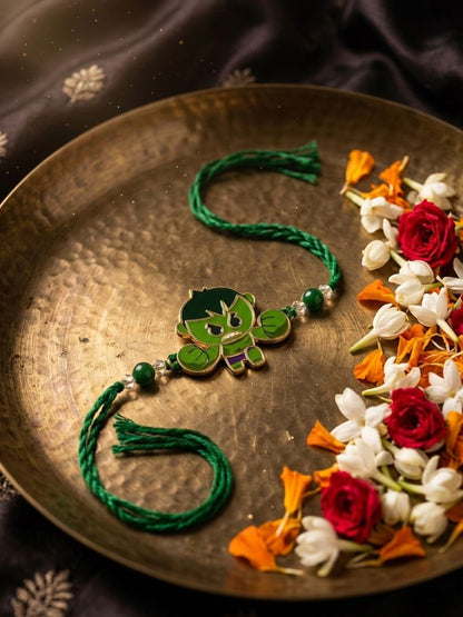 NVR Kids Hulk Character Artificial Beads Thread Rakhi with Roli Chawal Chandan Mishri