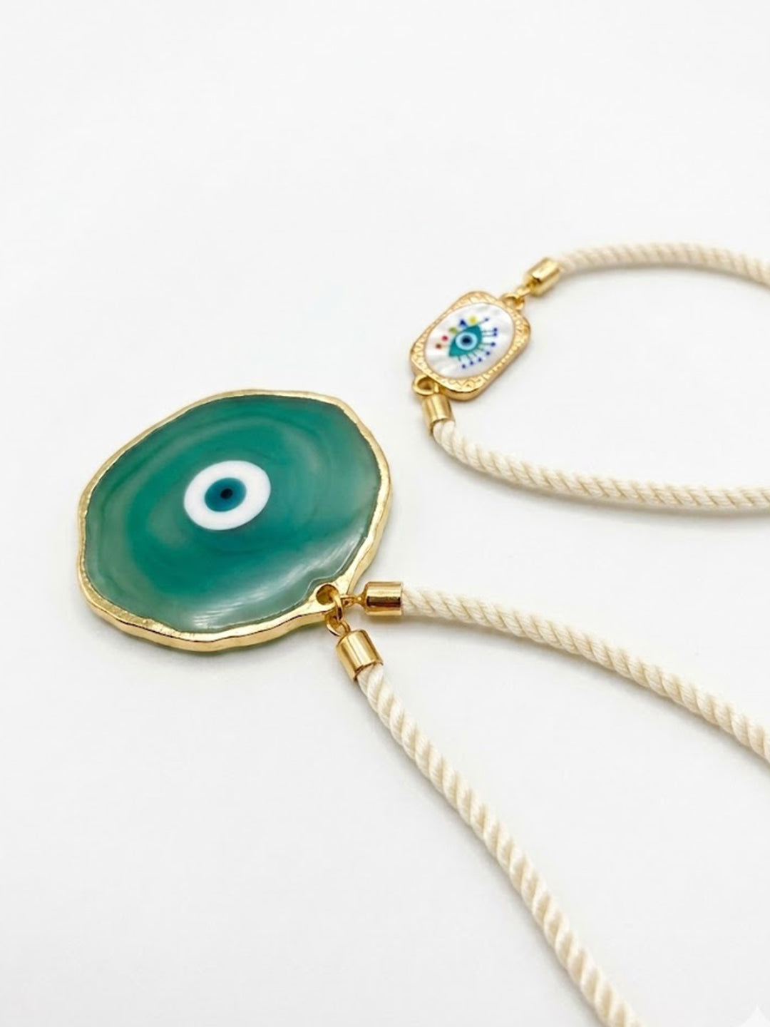 NVR Set of 2 Evil Eye Design Bhaiya Bhabhi Wraparound Rakhi with Roli Chawal Chandan