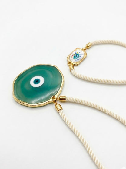 NVR Set of 2 Evil Eye Design Bhaiya Bhabhi Wraparound Rakhi with Roli Chawal Chandan