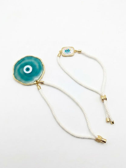 NVR Set of 2 Evil Eye Design Bhaiya Bhabhi Wraparound Rakhi with Roli Chawal Chandan