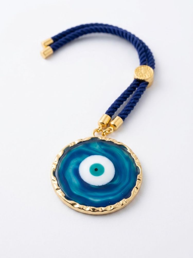 NVR Set of 2 Blue Evil Eye Design Bhaiya Bhabhi Wraparound Rakhi with Roli Chawal Chandan