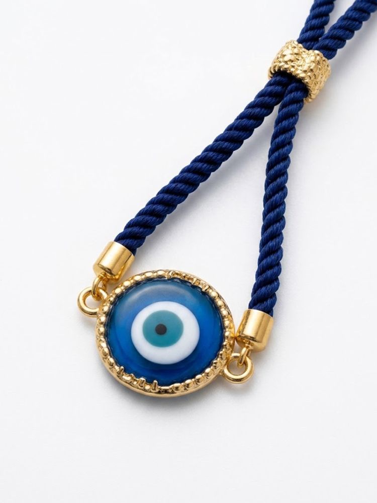 NVR Set of 2 Blue Evil Eye Design Bhaiya Bhabhi Wraparound Rakhi with Roli Chawal Chandan