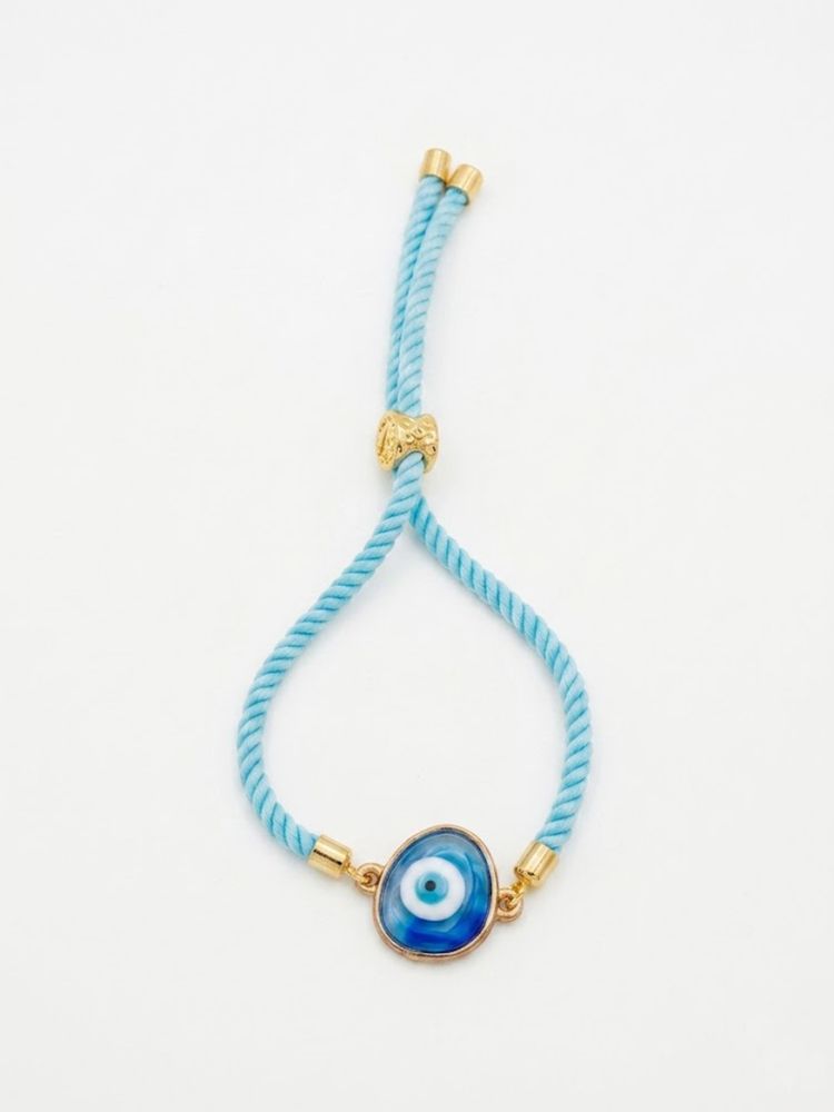 NVR Set of 2 Blue Evil Eye Bhaiya Bhabhi Wraparound Rakhi with Roli Chawal Chandan Mishri