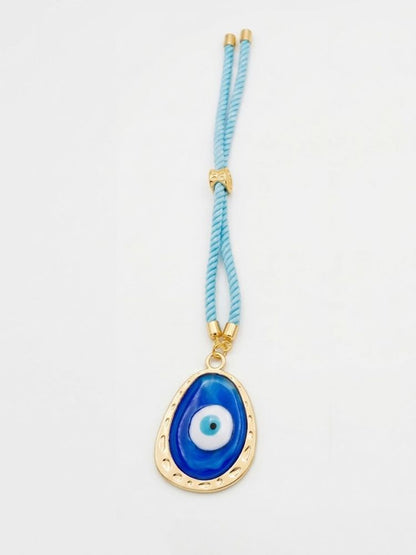 NVR Set of 2 Blue Evil Eye Bhaiya Bhabhi Wraparound Rakhi with Roli Chawal Chandan Mishri