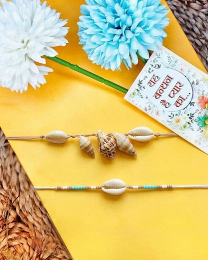NVR Set of 2 Designer Thread Rakhi with Roli Chawal Chandan Mishri