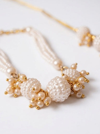 NVR Set of 2 Gold Toned & White Pearls Bhaiya Bhabhi Rakhi with Roli Chawal Chandan Mishri