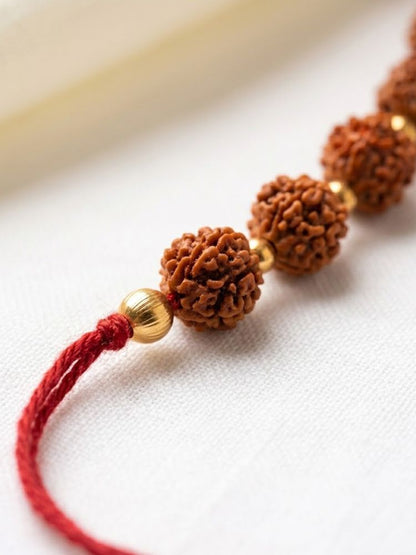 NVR Religious Rudraksh Thread Rakhi With Roli Chawal Chandan Mishri
