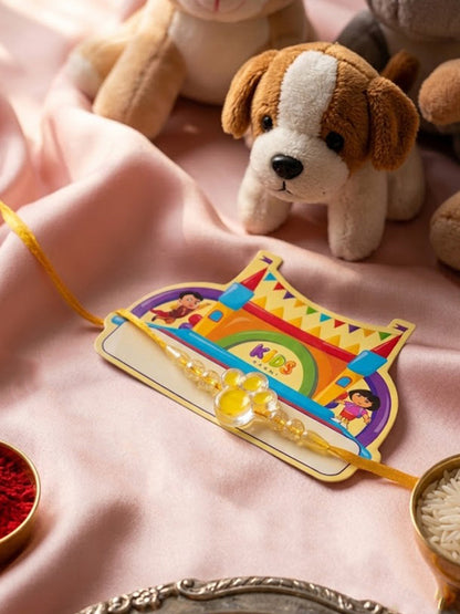 NVR Transparent Beads Kids Rakhi With Roli Chawal Chandan Mishri