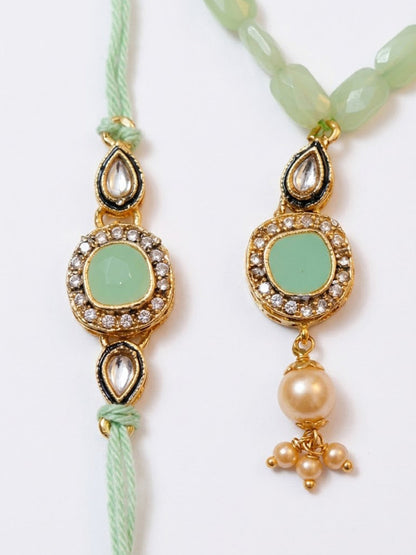 NVR Set of 2 Artificial Stones & Beads Bhaiya Bhabhi Rakhi with Roli Chawal Chandan