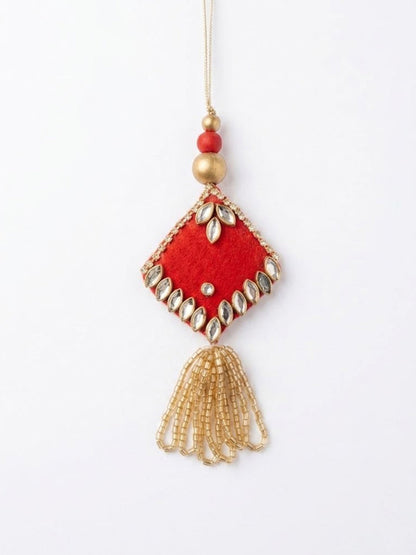 NVR Set of 2 Kundan Studded & Artificial Stones Bhaiya Bhabhi Rakhi with Roli Chawal