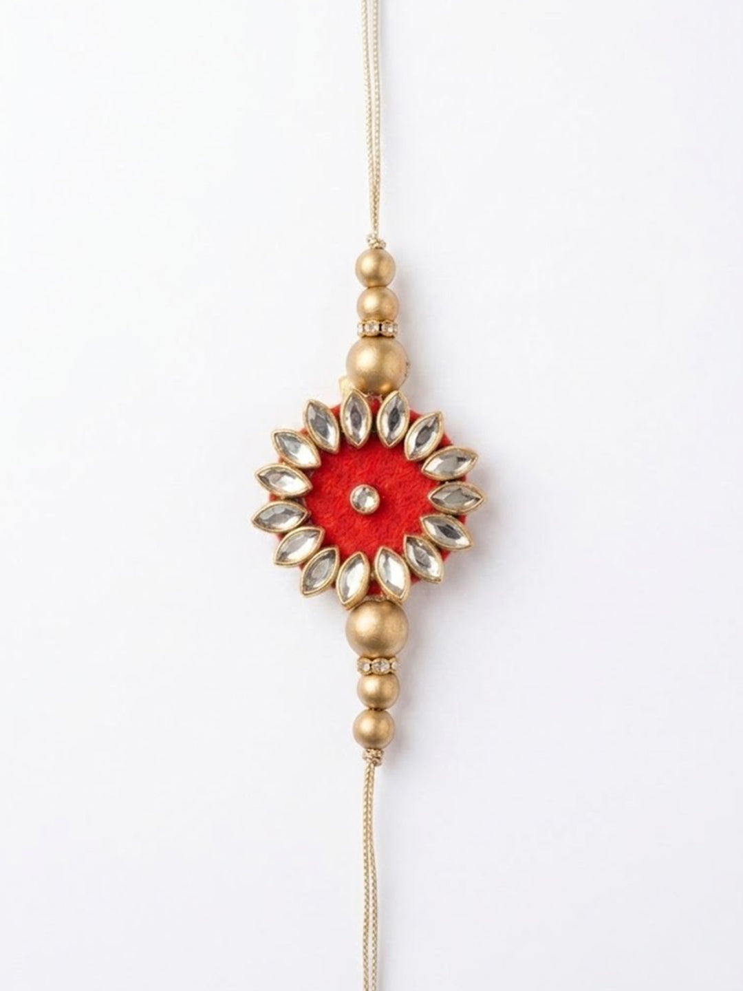 NVR Set of 2 Kundan Studded & Artificial Stones Bhaiya Bhabhi Rakhi with Roli Chawal
