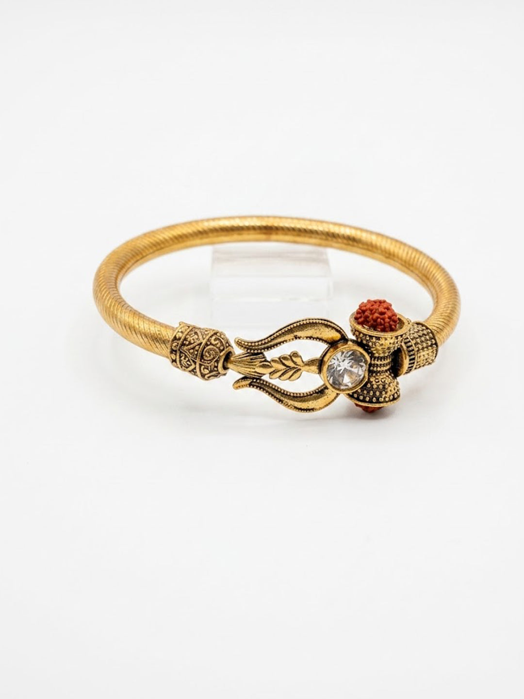 NVR Gold Plated Trishool Design Rudraksh Rakhi Bracelet with Roli Chawal Chandan Mishri