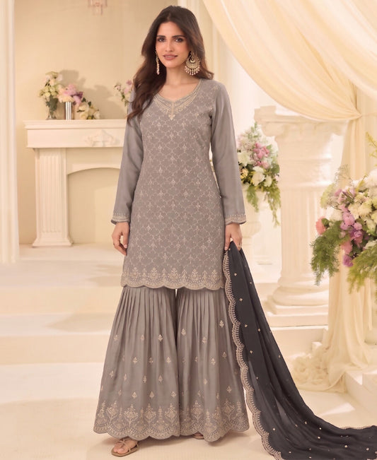KC Designer Beige 3 Piece Salwar Suit For Women Indian Wear