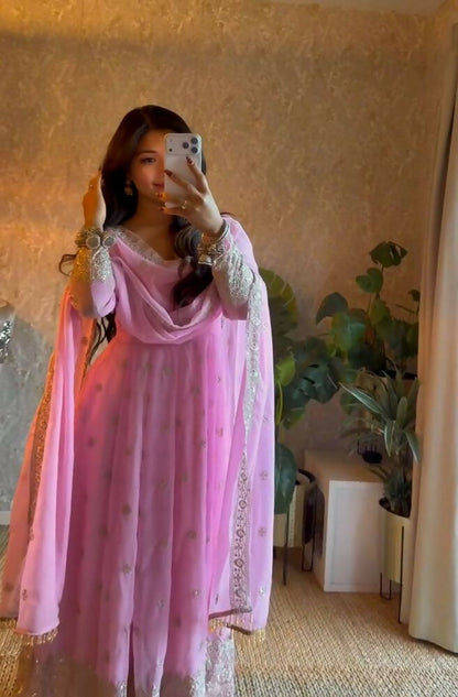 Teeya Creation New Latest Trendy Elegant Pink Festive Anarkali Suit for Women