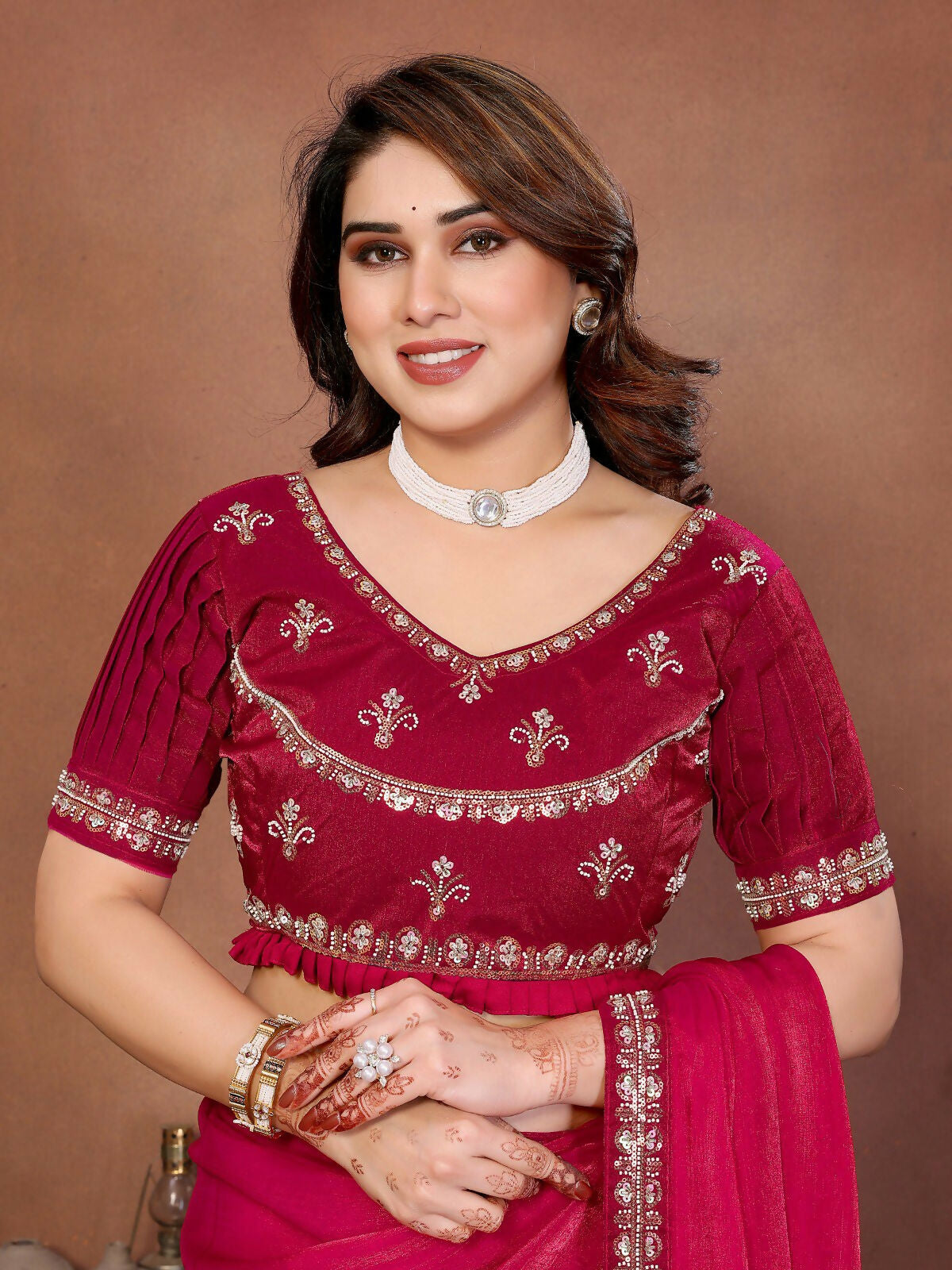 Teeya Creation Trendy Stylish Party Wear Fendy Chiffon Saree-Pink