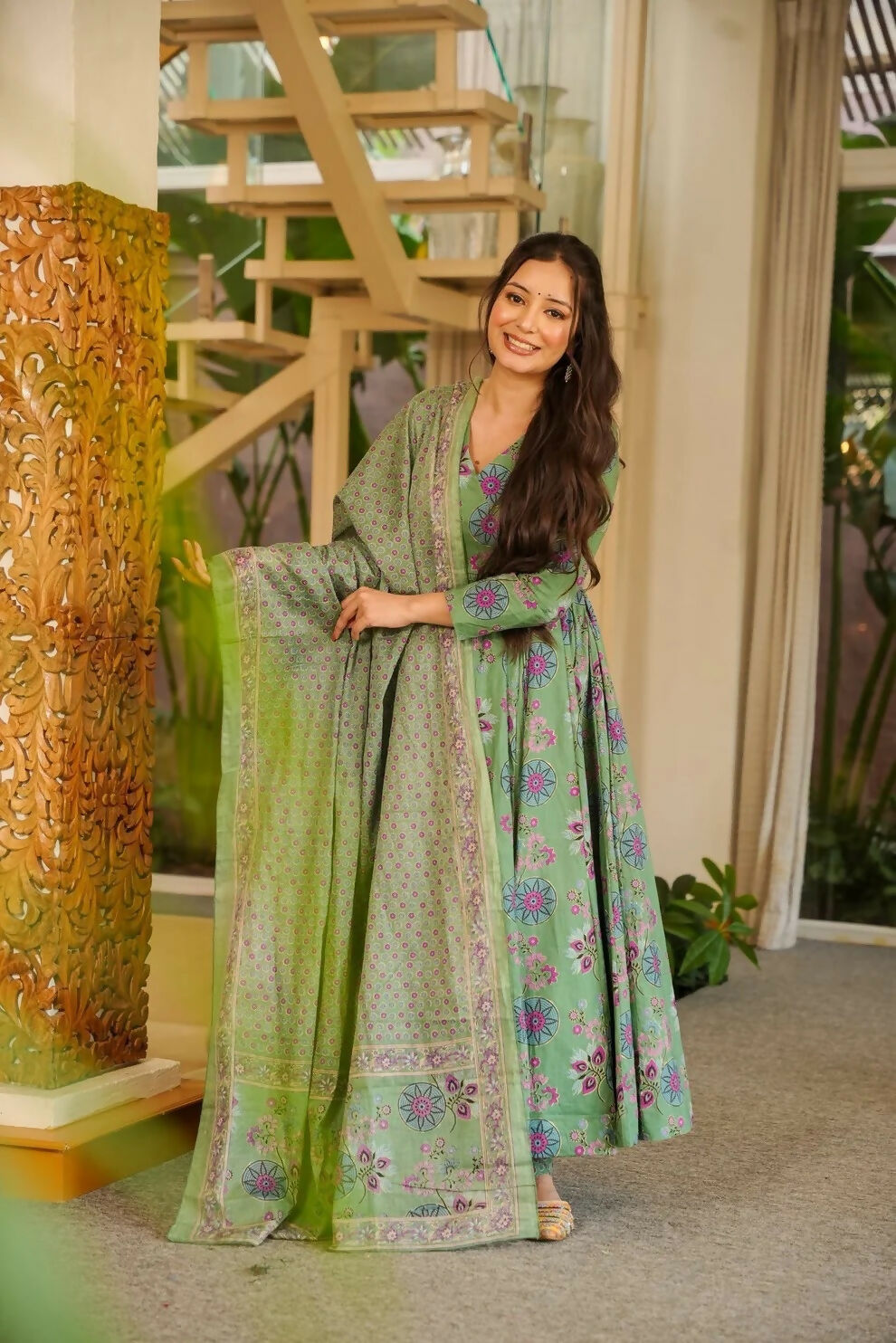 Aayaa Designer Cotton Silk Suit - Light Green