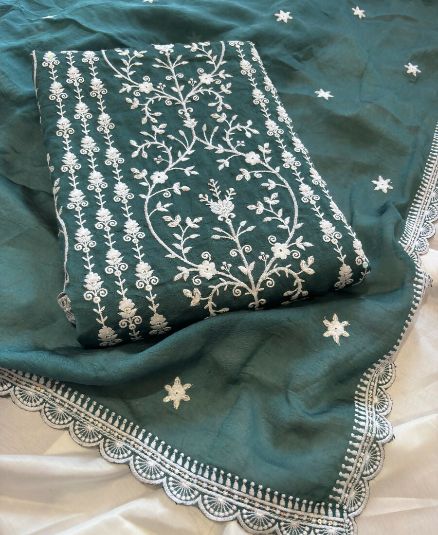 KC Aqua Blue Summer Wear Rangoli Silk Straight Suit For Women