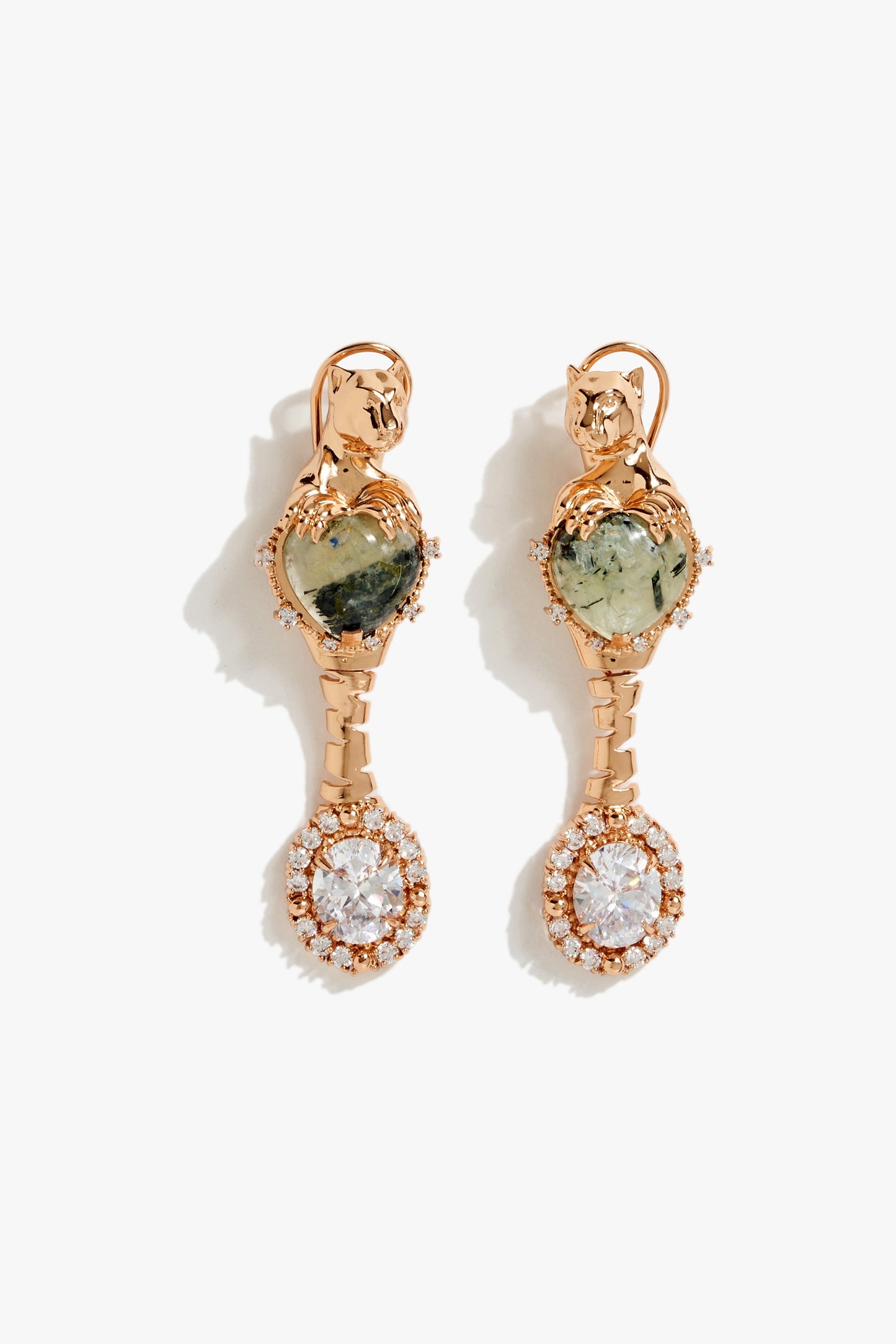 Leopard Trail Drop Earrings in Prehnite
