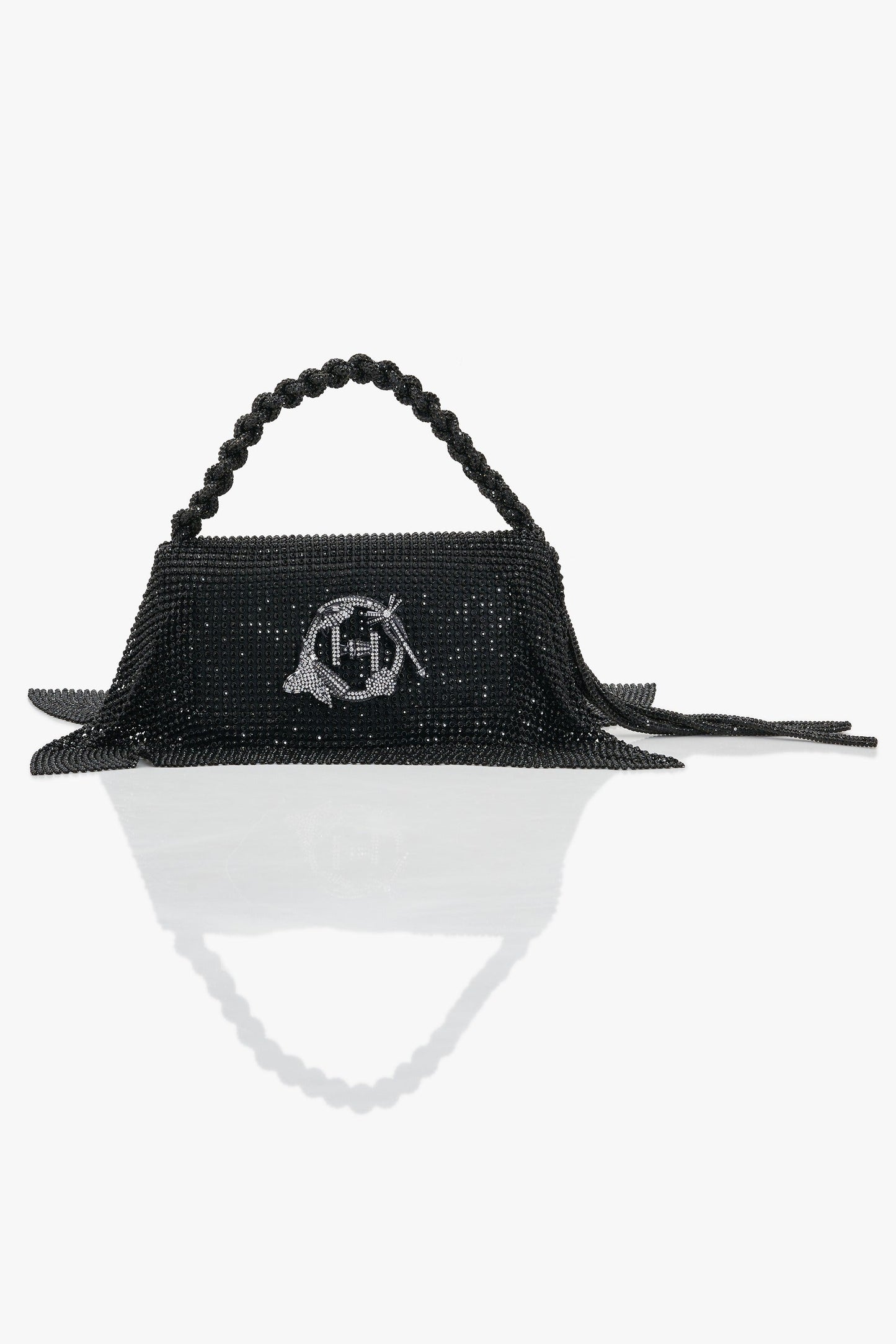 Crystal Furbie Midi Handbag in Siren Black
