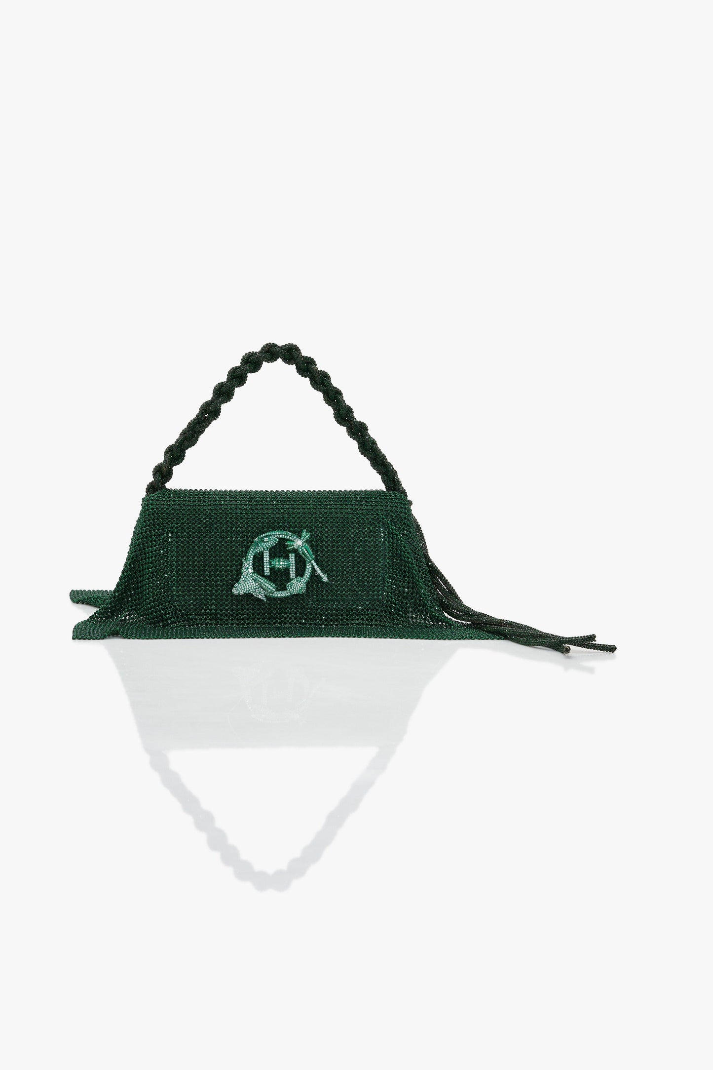 Crystal Furbie Midi Handbag in Kelly Green