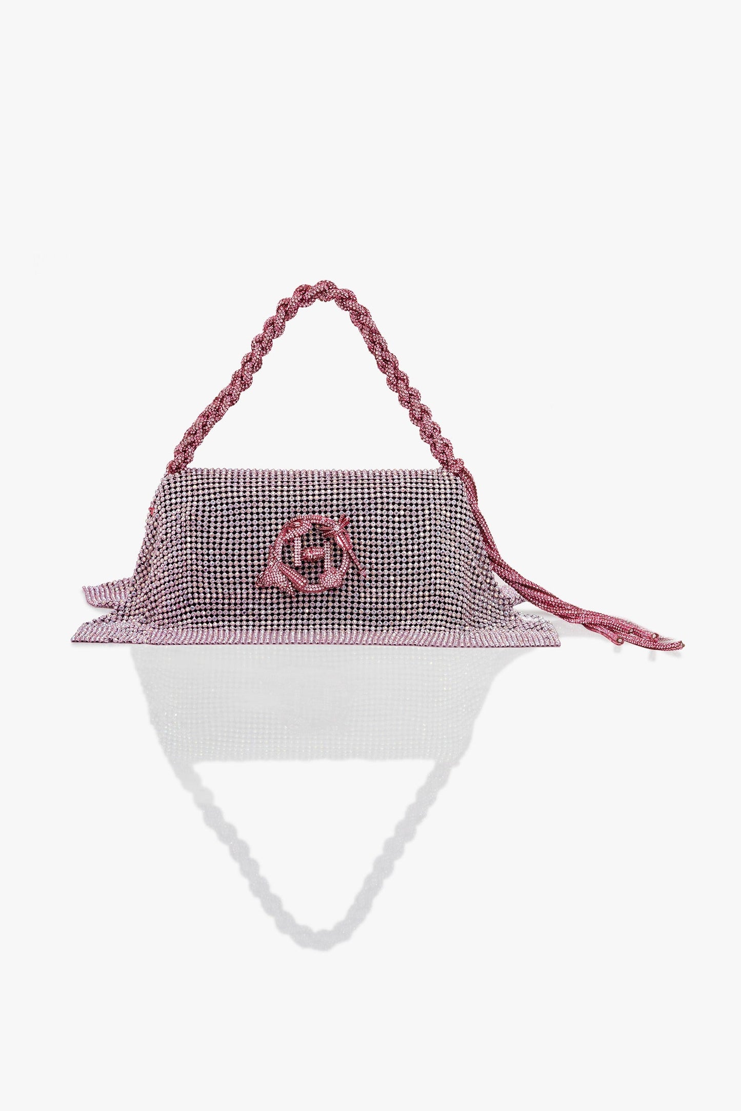 Crystal Furbie Midi Handbag in Posh Pink