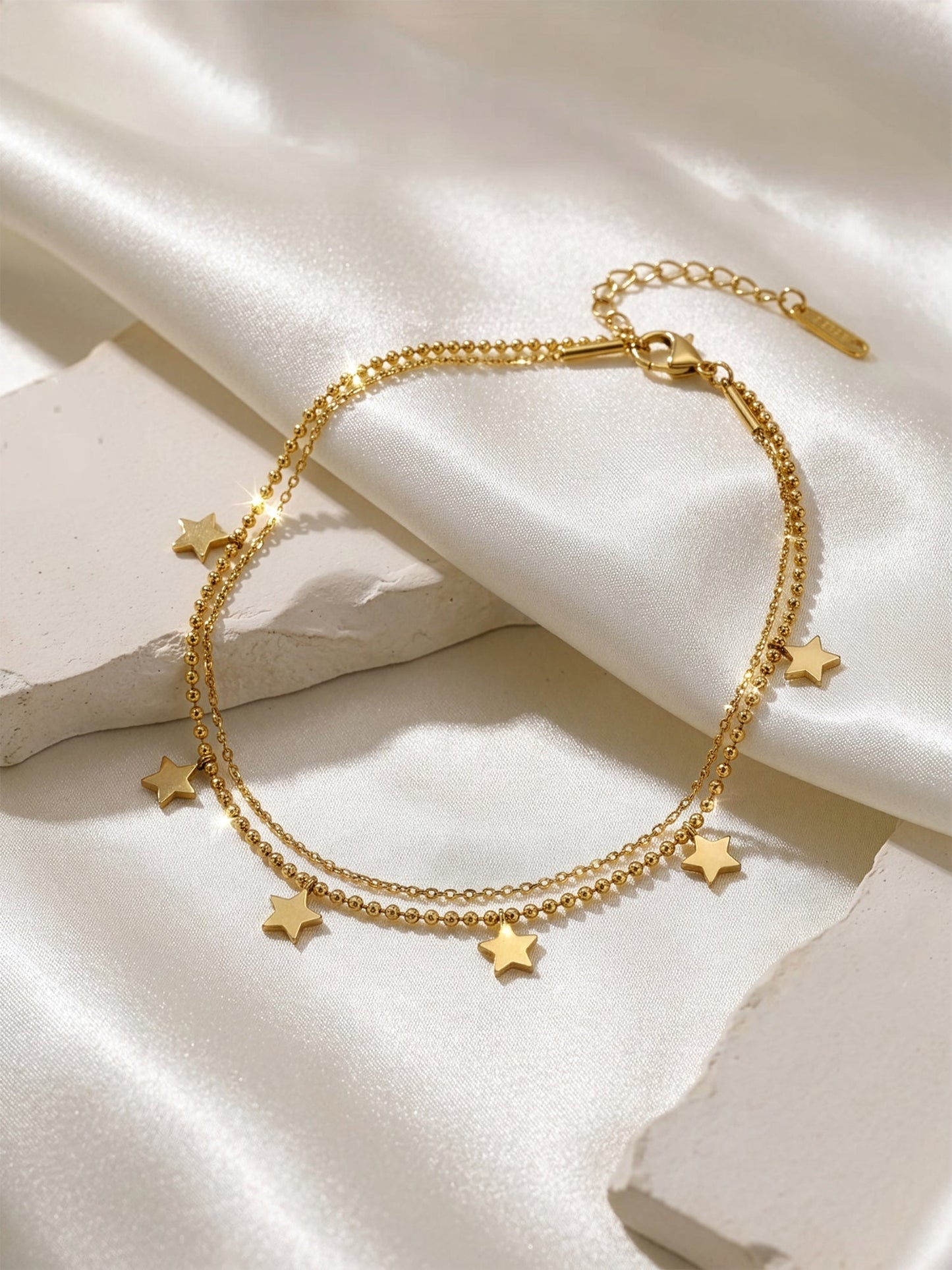 OnnMe by GIVA Star Drip Gold Plated Layered Anklet