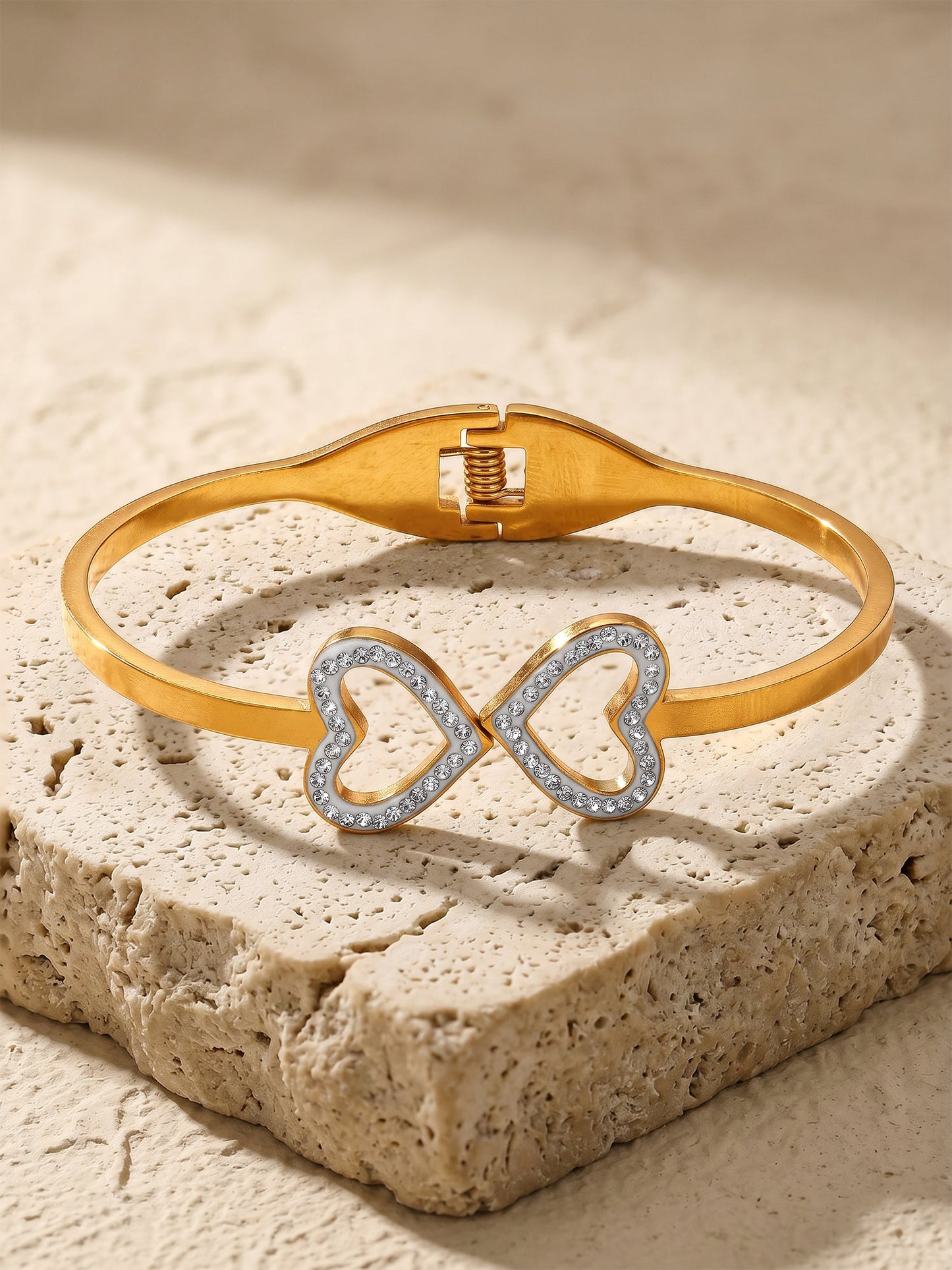 OnnMe by GIVA Double Crush Gold Plated Bangle Bracelet