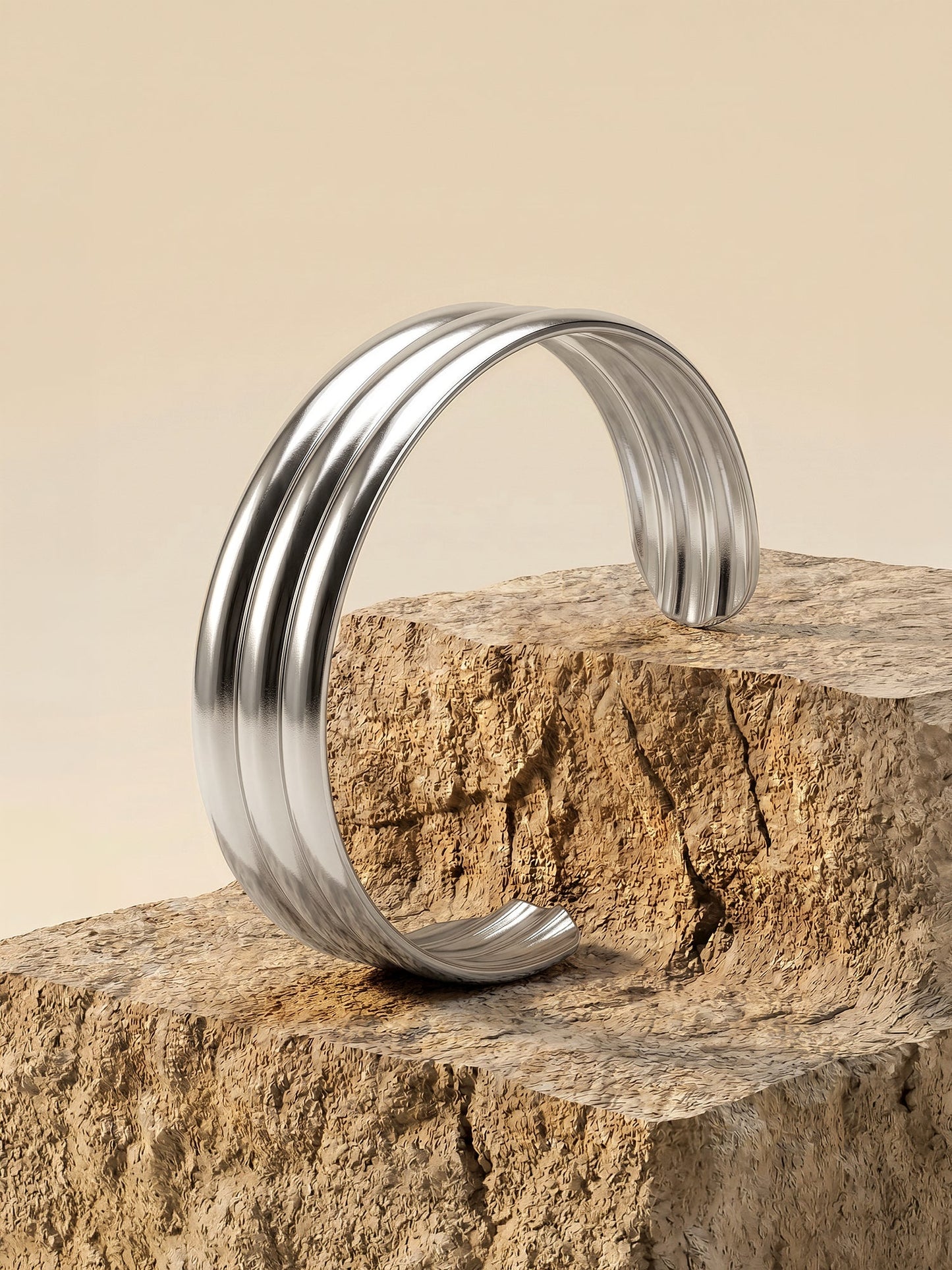 OnnMe by GIVA Stack Flow Rhodium Plated Cuff Bracelet