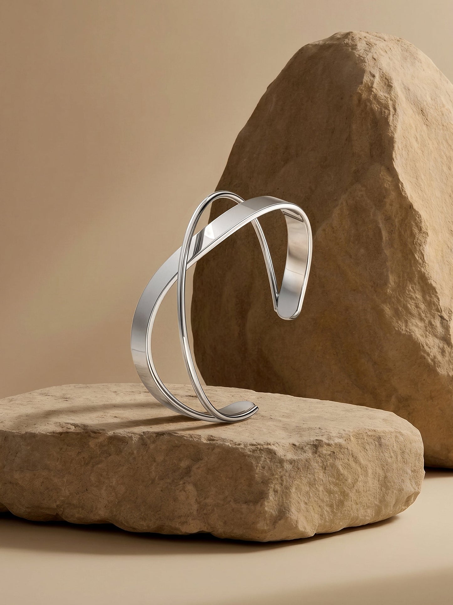 OnnMe by GIVA Spin Rhodium Plated Cuff Bracelet